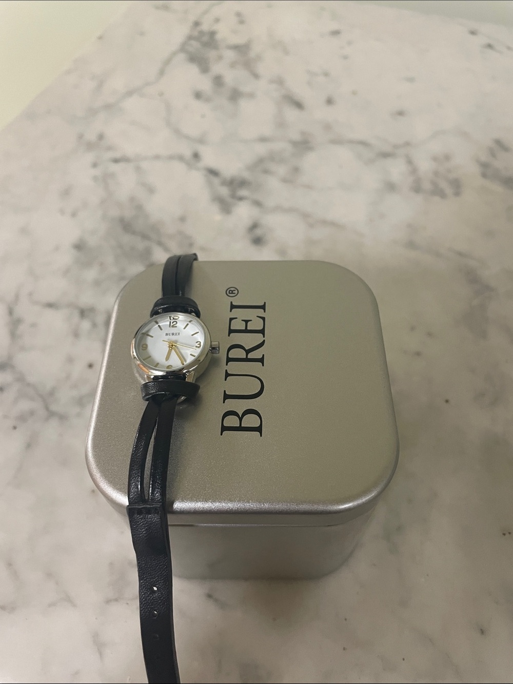 BUREI Women's Black Leather Strap Watch. Working condition. Excellent condition.